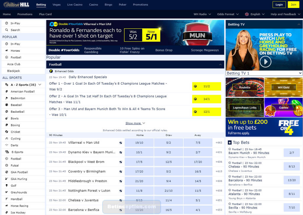 Sports betting in William Hill