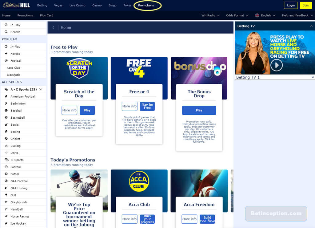 William Hill Promotions and Bonuses